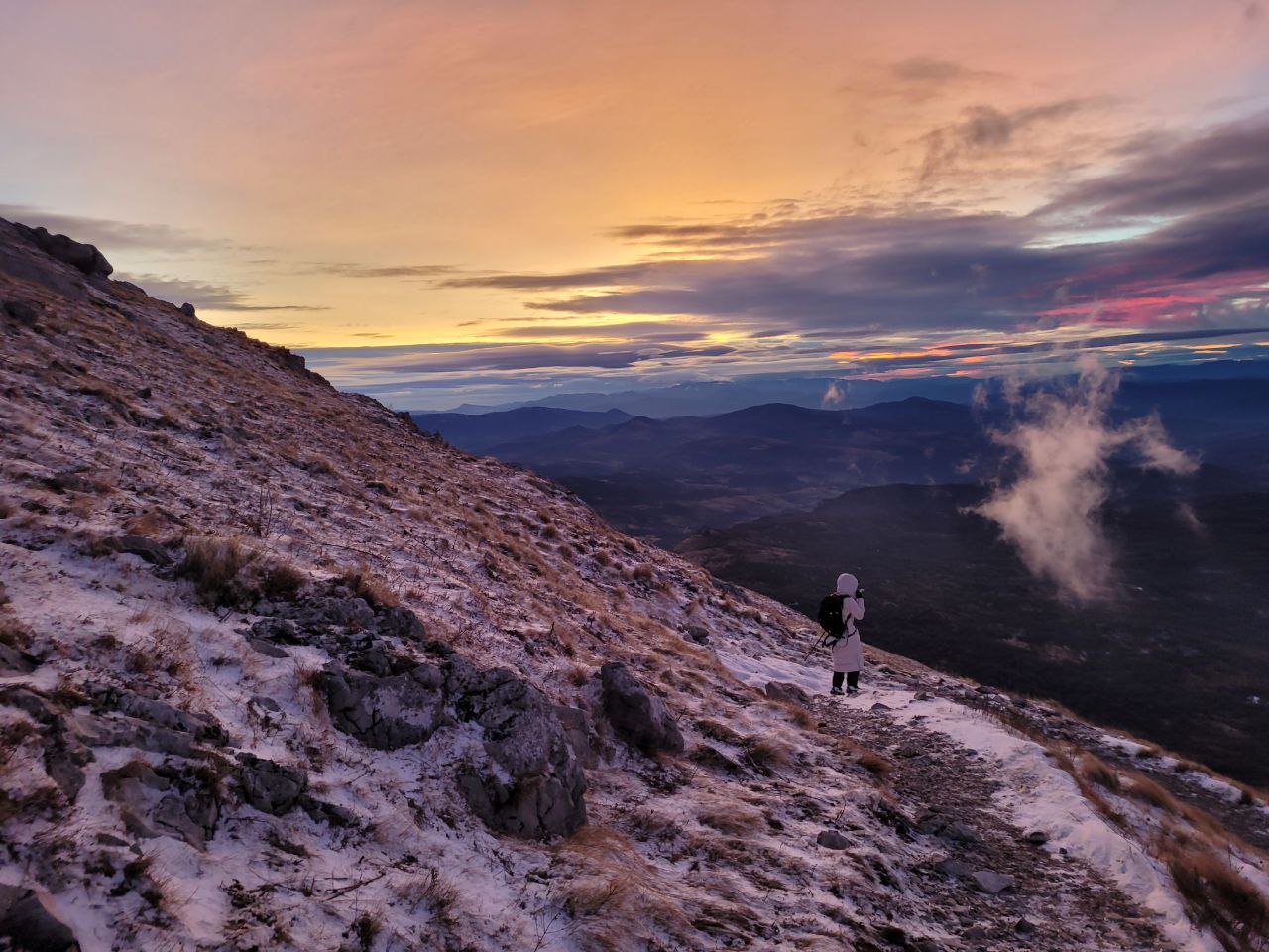 Night Hike up Rtanj Mountain. Winter Hard Trekking