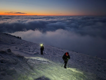 Night Hike up Rtanj Mountain. Winter Hard Trekking